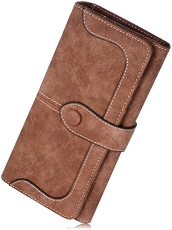 MANGO KING Women's Long Vintage Leather Suede Women's Wallet Purse (2)