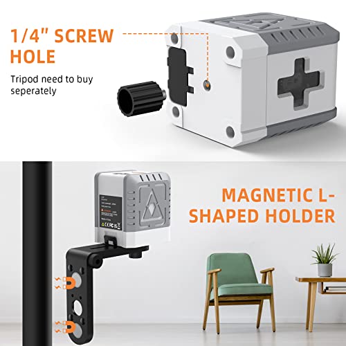 Laser Level, Towallmark Self-Leveling Green Cross Line Laser, ±2.5mm/5m Accuracy, 2 Modules & 3 Brightness Adjustable, 360° Magnetic Base and 4 Batteries Included