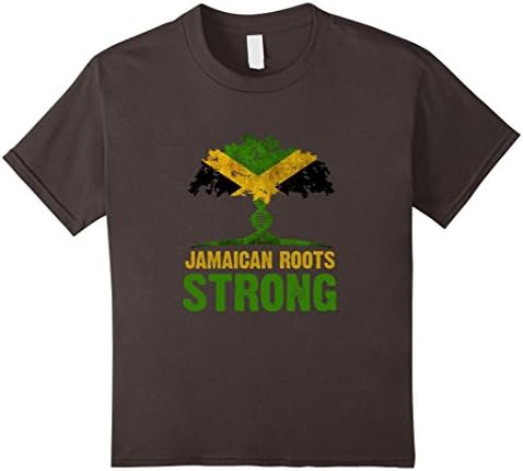 Kids Jamaican Roots Strong Tree Shirt 8 Asphalt