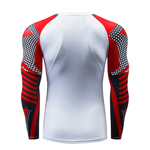 Hotcl Athletic Running Cycling Suit Men's Compression Pants Base Layer Dry Tights Leggings Compression Sport T Shirt White - Thumbnail 3