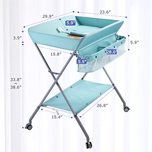 EGREE Baby Portable Folding Diaper Changing Station with Wheels
