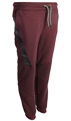 Galaxy by Harvic Boys Tech Fleece Performance Active Fleece Jogger Sweatpant, Heather Burgundy, Large/14-16\''