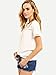 ROMWE Women's Loose Short Sleeve Round Neck Solid Summer T-shirt Tops Blouse White Medium