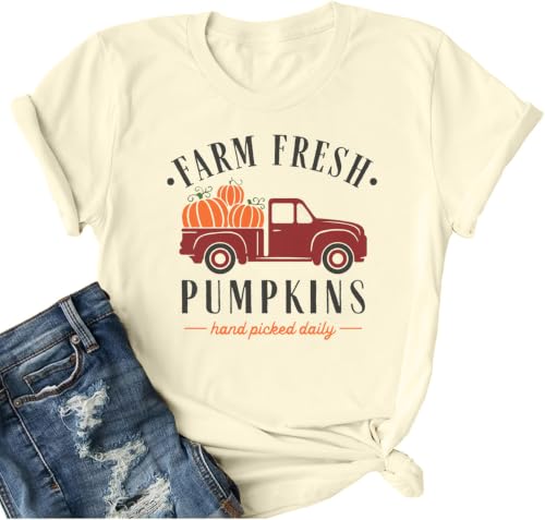 Pumpkin Shirts for Women Fall T Shirts for Women Farm Fresh Tshirts at Amazon