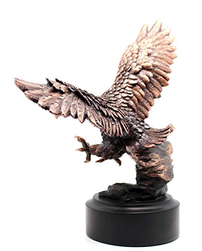Patinated Copper Plated Eagle Departing A Rock Crag Bronze Look Figurine | Sculpture | Statue