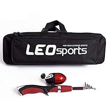 HITSAN INCORPORATION Mini caña de Pescar telescópica de Fibra de Vidrio + Carrete de Pesca Combo Set de Aparejos de Pesca de Hielo