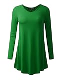 ALL FOR YOU Women's Long Sleeve V-Neck Tunic Kelly Green X-Large