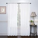 2 Pack: Ultra Luxurious High Thread Rod Pocket Sheer Voile Window Curtains by Victoria Classics - Assorted Colors (White)