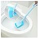 MINI DEER Toilet Brush Soft Bristle Kinsky Strong Bristles Good Grips Hideaway Compact Long Brush for Bathroom Toilet The Rim Bowl Brush Pure Clean in 1 Motion with Pan Lip and Caddy De（Blue）