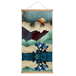 Wooden Framed Hanging Poster Nordic Style Nature Landscape Wall Picture Canvas Artwork for Home Decoration Ready to Hang - 18"x36"