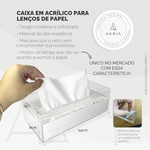 Porta Lenços de Papel Interfolha em Acrílico Transparente com Tampa Fixa 10 mm | Design Moderno, Resistente e Decorativo