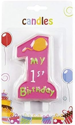 G4GADGET Heavy Duty 1st Birthday Cake Candle Kids First One Decor Anniversary Party Decor Decoration Supplies (Pink)