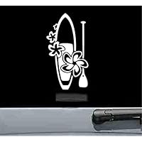 JS Artworks Floral Paddle Board Vinyl Decal Sticker (White)