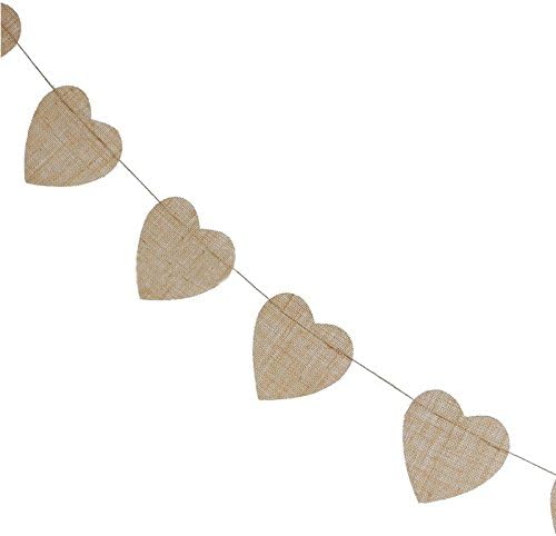 G2PLUS Reusable Heart-Shaped Burlap Banner, 15PCS Rustic Wedding Hessian Bunting - Image 4