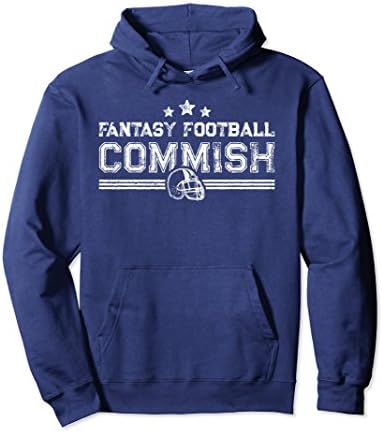 Unisex Fantasy Football Hoodie Obey Commish Funny Champion Draft XL: Navy