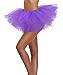 Women's, Teen, Adult Classic Elastic 3, 4, 5 Layered Tulle Tutu Skirt (One Size, Purple 5Layer)