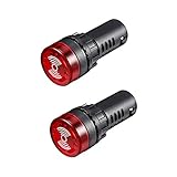 uxcell 2Pcs Red Pilot Light with Buzzer AC/DC