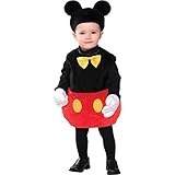 Costumes USA Mickey Mouse Costume for Babies, Size 12-24 Months, Includes a Bodysuit, a Hat with Ears, and Gloves