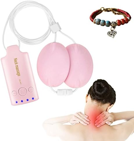 Norjackhealth Neck Massage Low-Frequency Therapy Portable Rechargeable Timing Massager Electric Pulse Muscle Stimulator,Pink