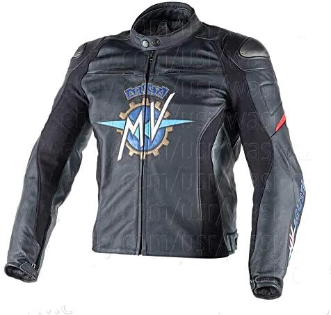 Mv Agusta Motorbike Motor cycle Racing Black Leather Jacket (L)