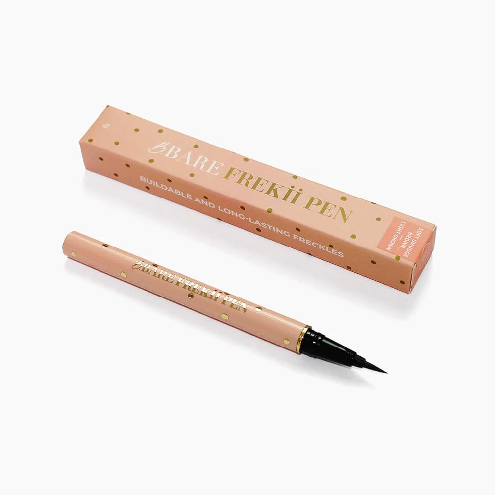 BBare Frekii Pen for Faux Freckles | Smudge-Proof, Realistic Temporary Freckle Makeup with Applicator, Medium Marble Brown (Medium Marble Brown)