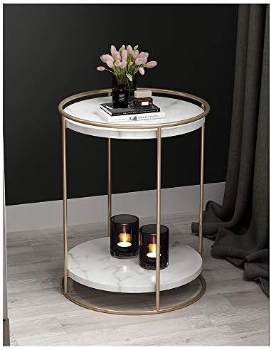 Khkfg Ins Wrought Iron Flower Stand Several Simple Small Coffee Table Bedside Table Sofa Side Cabinet Light Corner Several Marble Side Table Small Round Table Flower Frame 40X40X55cm