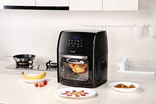 Caynel 12.5 Quart Digital Air Fryer with Rotisserie, Dehydrator, Convection Oven, 8 Presets to Air Fry, Roast, Dehydrate, Bake & More, Glass Viewing Window, Accessory Kit and Recipe Book Included, Large Capacity, 1700W