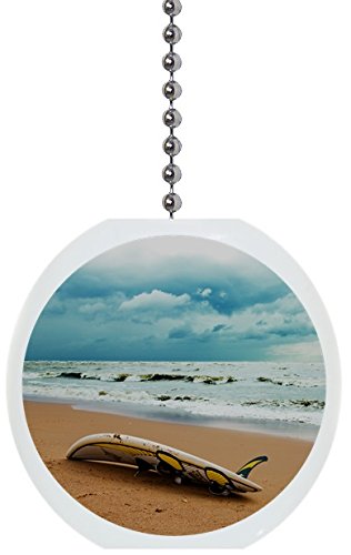 Surfboard on Beach Solid Ceramic Fan Pull