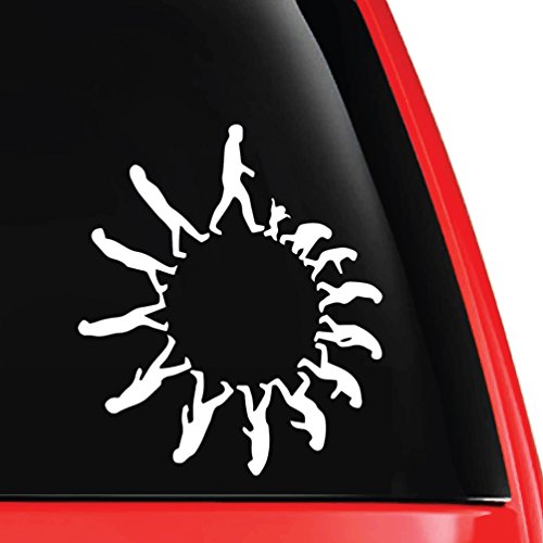 Evolution Ring Darwin Atheist Decal Vinyl Car Laptop Sticker - EvolveFISH - White 5" x 6"
