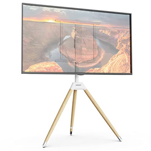 WORLDLIFT Tripod TV Floor Stand for Universal 32-60 Inch TVs,Height Adjustable Easel TV Stand Mount Height Adjustable with Swivel and Tilt,Max Load 35KG,White