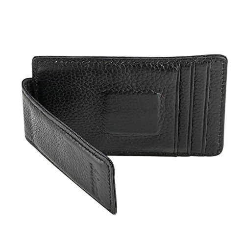 Money Clip, Front Pocket Wallet, Leather RFID Blocking Strong Magnet thin Wallet (one size, Black)