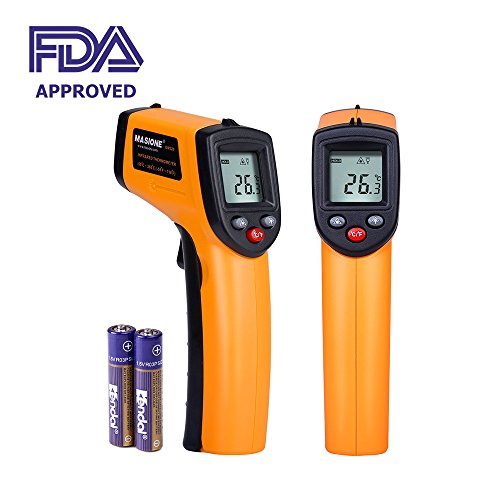Masione Temperature Gun Non-contact Digital Laser Infrared Ir Thermometer -58f to 716f (-50 ~ 380) Instant-read Handheldbattery Included