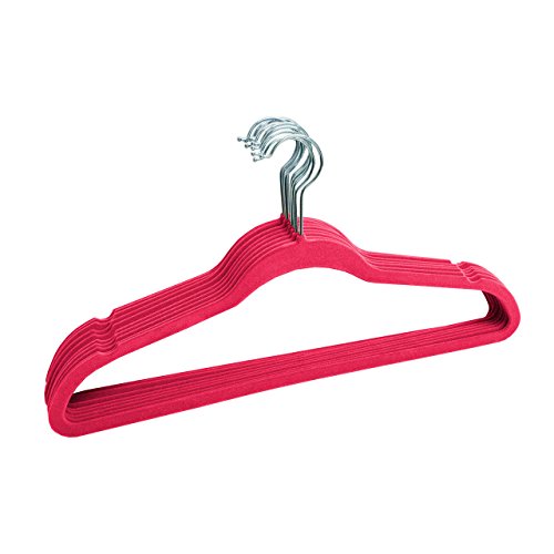 Linen Store Velvet Slim Flocked Hangers 120 Pack - Fuchsia