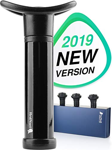 Wine Vacuum Bottle Preserver Saver - for Wine Preservation - Best Wine Sealer Kit - with 3 Vacuum Re-usable Wine Stoppers - Black