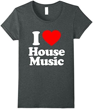 Womens Love Heart House Music Funny Top T-Shirt XL Dark Heather