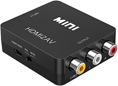 DespFul HDMI to RCA,1080P HDMI to 3RCA CVBS AV Composite Video Audio Converter Adapter Supports PAL/NTSC with USB Charge-Black