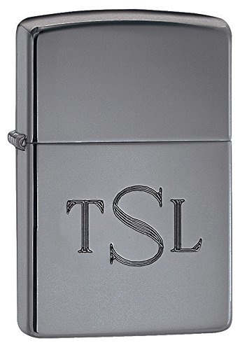 Personalized Black Ice Zippo Lighter with Free Monogram