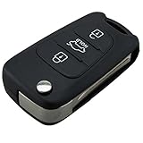 Aupoko Keyless Remote Key Shell Case, 3 Buttons Uncut Flip Folding Entry FOB Shell Replacement for KIA Rondo Sportage Soul Rio