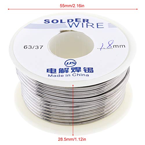 ChgImposs 63/37 Tin Lead No-clean Rosin Core Solder Wire with 2% Flux and Low Melting Point for Electric Soldering Iron and DIY (100g, 1.8mm)