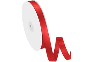 Isaspire 5/8" Width x 100 Yards Satin Ribbon, Red Ribbon Perfect for DIY Craft, Bows, Gift Wrapping, Flower Bouquet, Valentine's Day, Christmas and Party Decoration