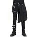 Devil Fashion Men Trouers with Kilt Holes Gothic Detachable Slim Casual Pants (L) Black
