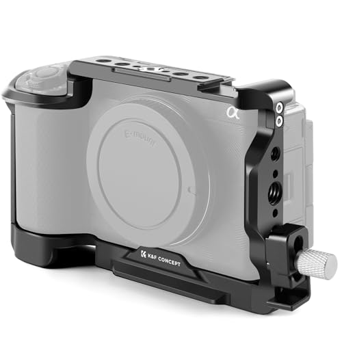 K&F CONCEPT ZV-E1 Cage，Kit de Jaula para Sony Alpha ZV-E1 con Liberación Rápida HawkLock，Placa de Liberación Rápida Incorporada para Arca, Zapata Fría y Orificios Roscas de 3/8'' y 1/4''