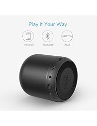 Mini parlantes Anker soundcore con Bluetooth 5 W con 15 horas de duración, super portátil, inalámbrico, con 66 pies de alcance de Bluetooth, Radio FM, Bass aumentado, Negro