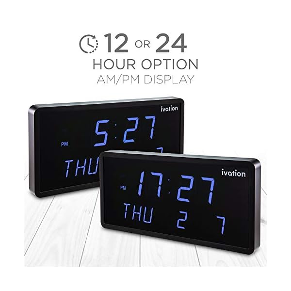 Ivation Huge Large Big Oversized Digital LED Clock Shelf or Wall