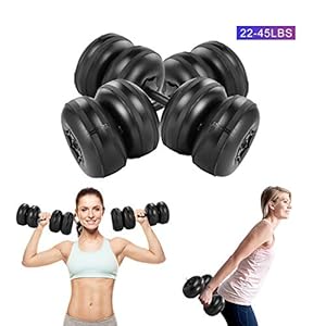 Leodyn Weights Water Filled Dumbbells Set for Man & Women,44-53 Ibs Adjustable Dumbbell with Handle-Adjustable Weights Men Women Gym Equipment (Black, 361413 cm)