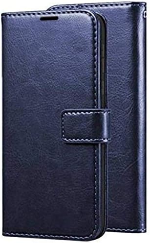 Jotech® Vintage Retro Leather Wallet Diary Stand Flip Cover Case for Realme X (Blue)