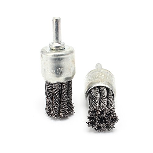 1" Wire Knot End Brush Stainless Steel with 1/4" Shank For Die Grinder Drill 2Pcs