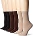 PEDS Women's Roll Top Cushion Crew Socks, 6 Pairs