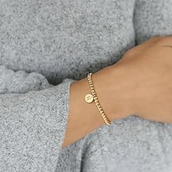 Turandoss Initial Bracelet for Women - Dainty 14K