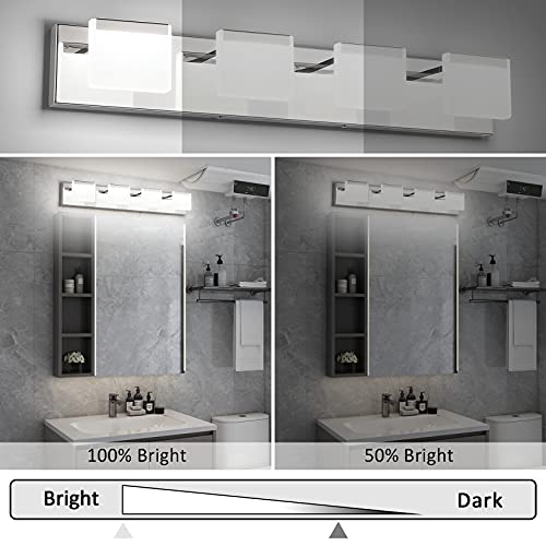 Ralbay Dimmable Modern Bathroom Vanity Lights 4 Lights Dimmable Modern LED Vanity Lights for